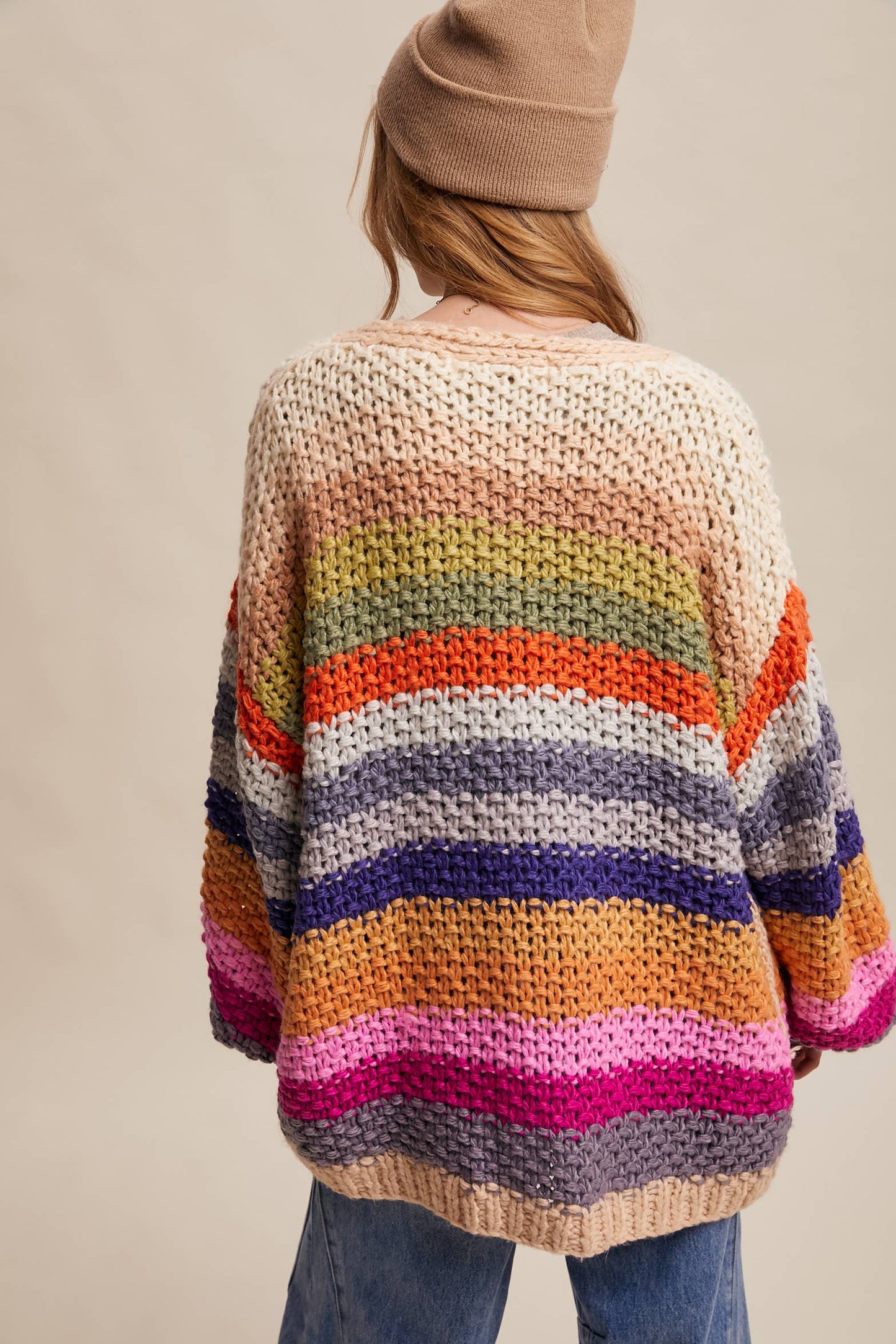 Rainbow Hand-Crochet Open Cardigan (PRE-ORDER)