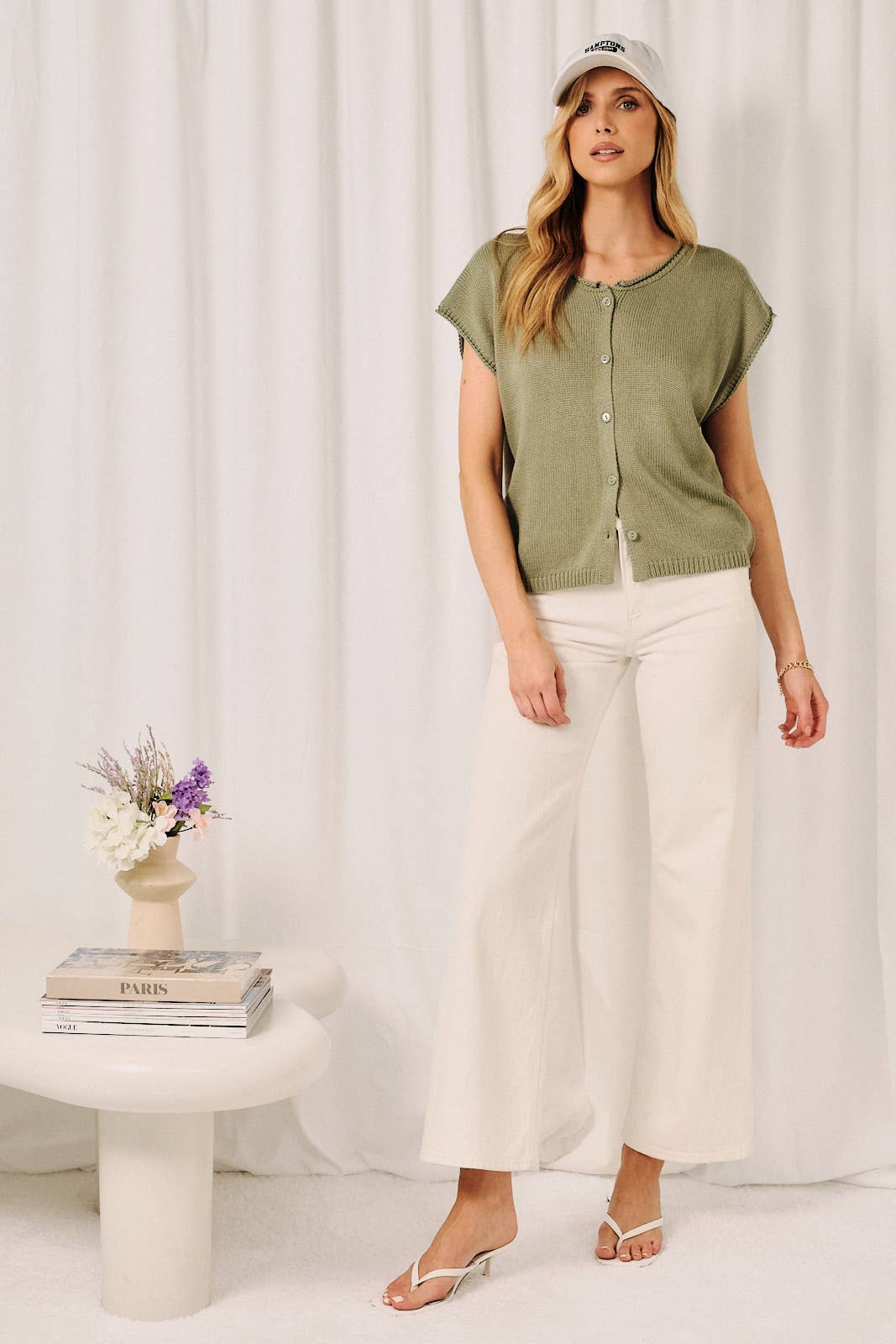 Round Neck Button Down Vest