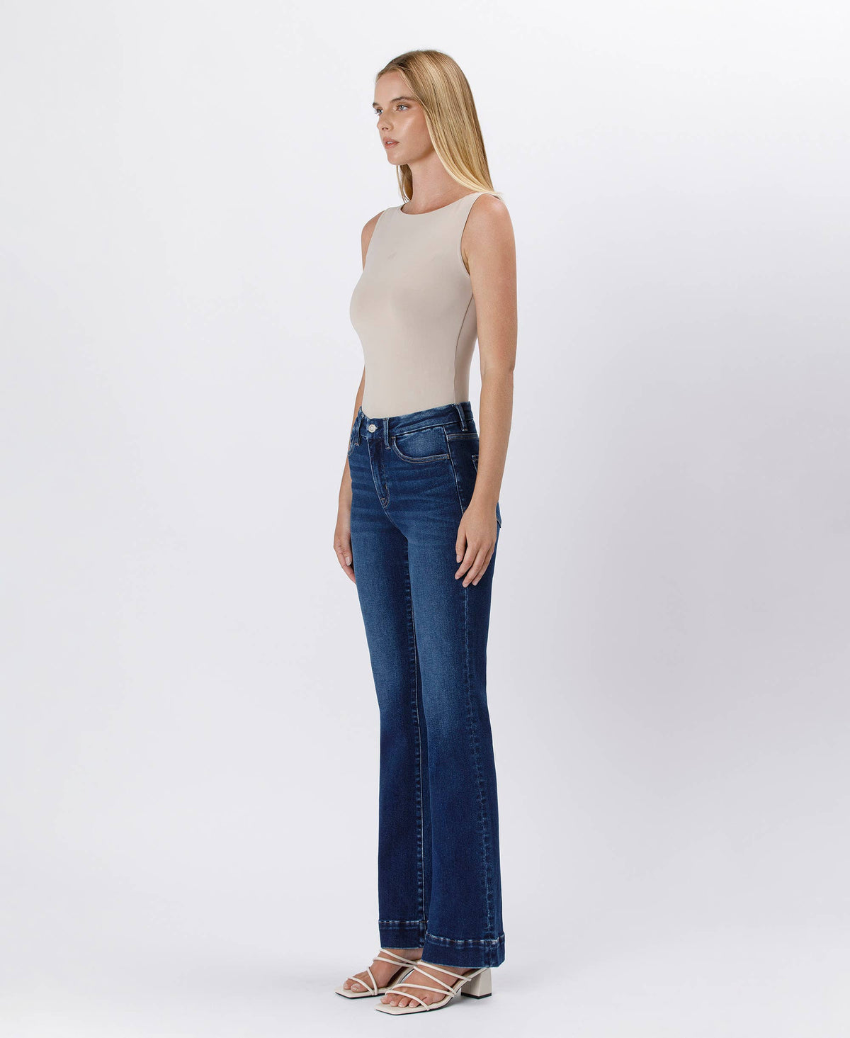 High Rise Trouser Hem Bootcut Jeans