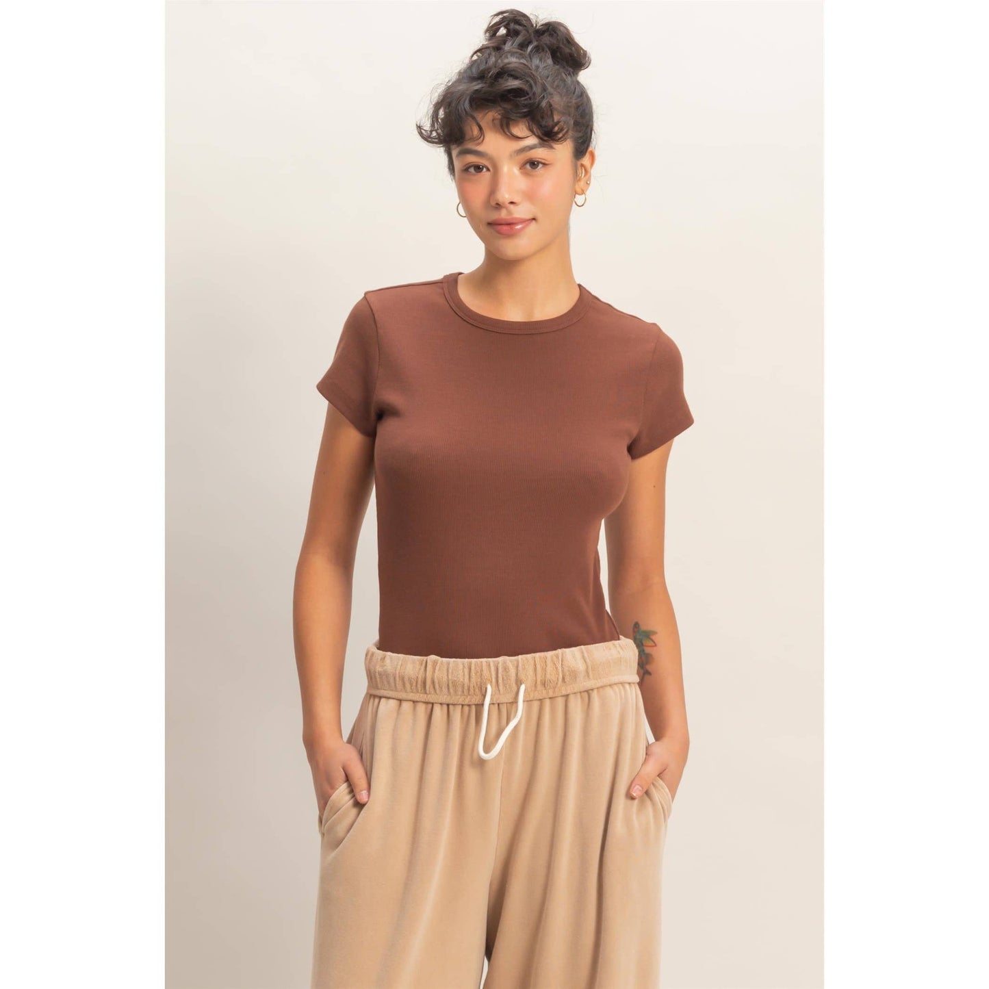 Basic Ribbed Short Sleeve Top
