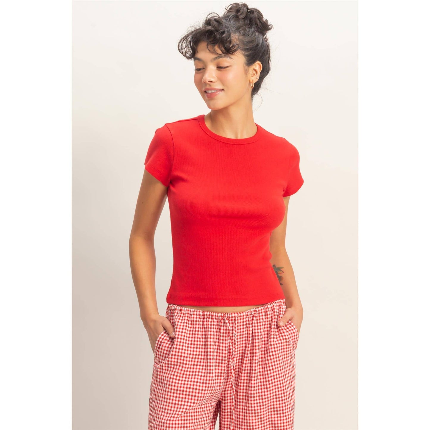 Basic Ribbed Short Sleeve Top