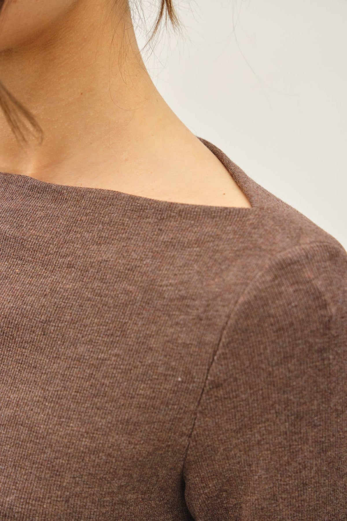 Modal Classic Ribbed Boat Neck Shirring Waist Top