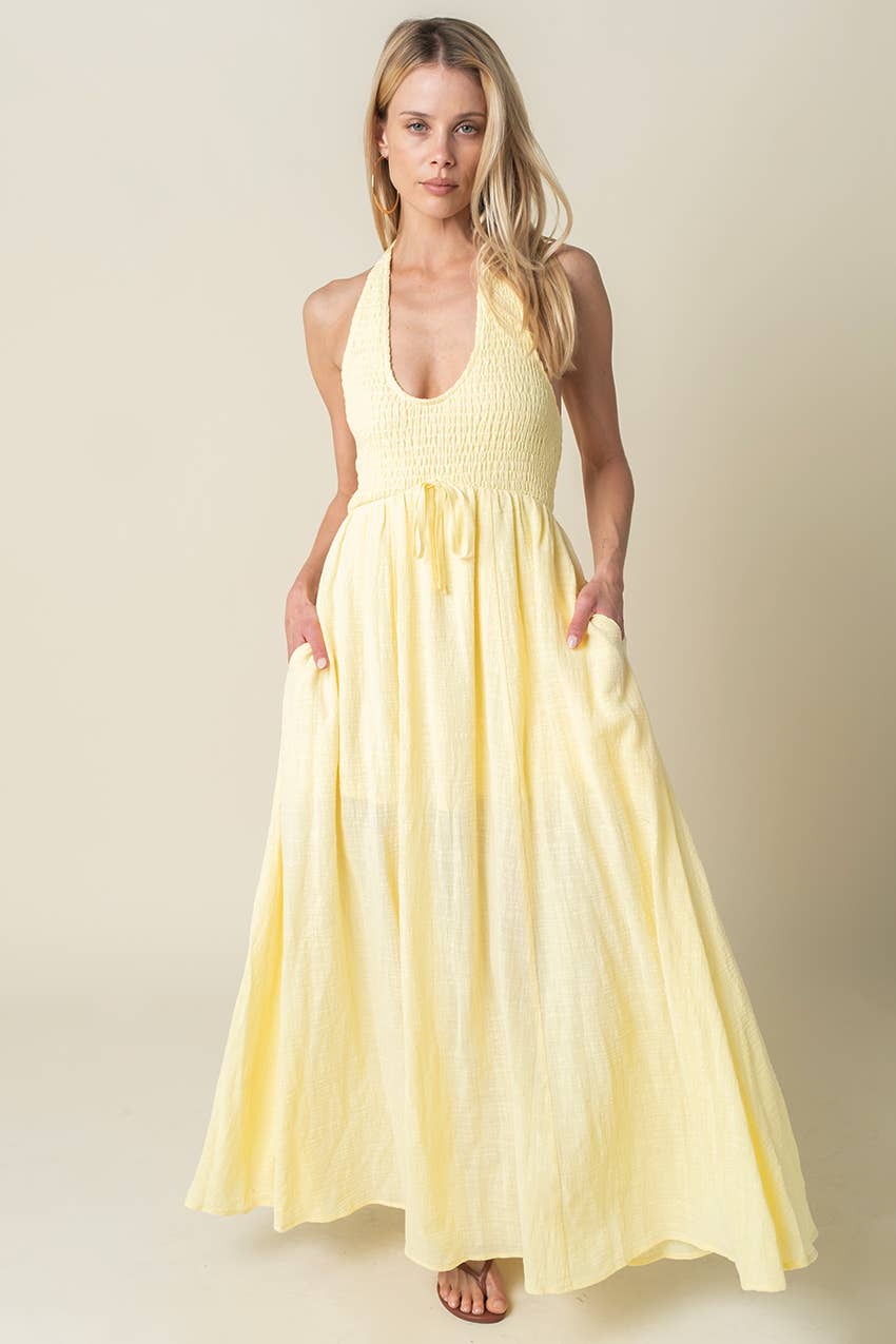 Solene Halter Maxi Cotton Dress