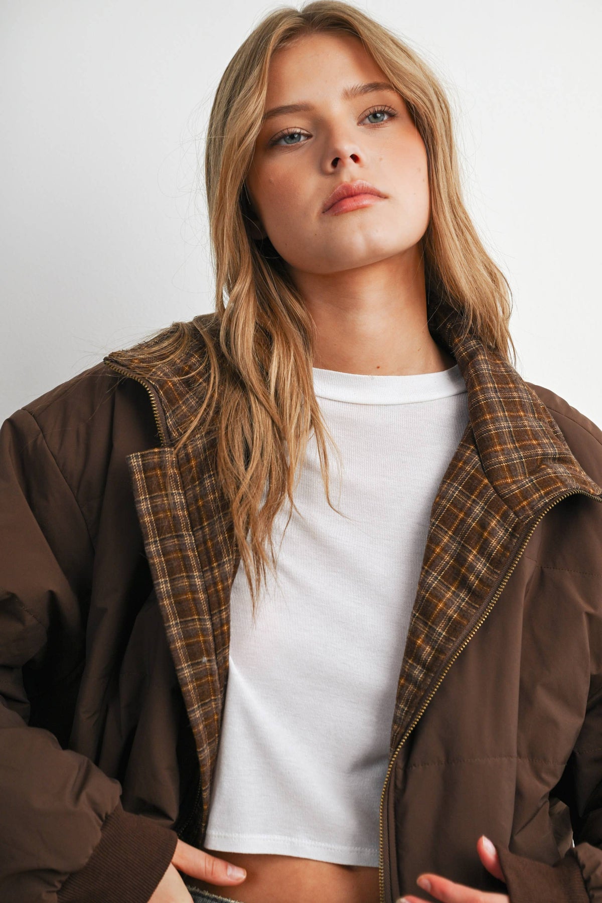 Quilted Zip-Up Bomber Jacket