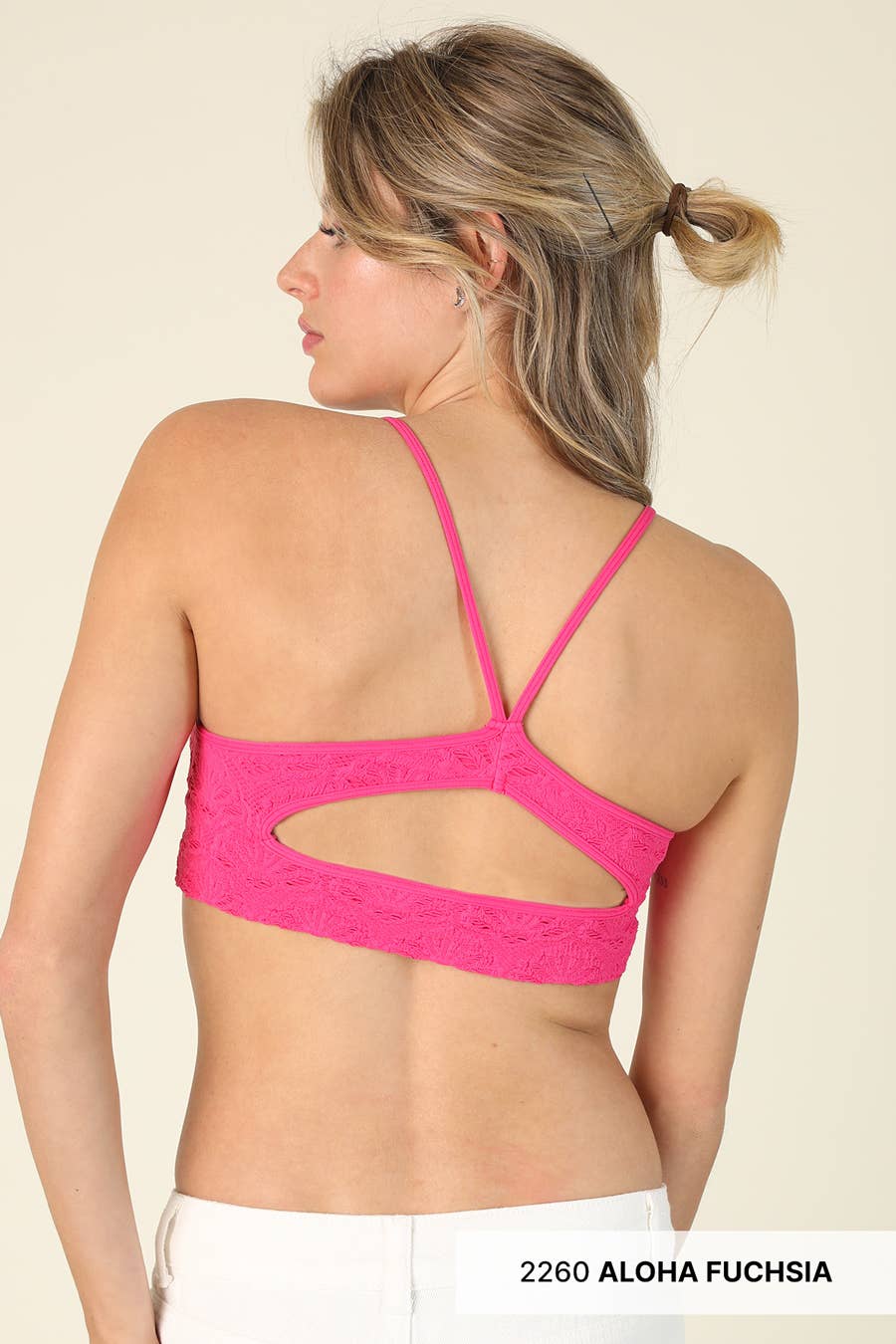 Textured Lace Triangle Cut-Out Bralette
