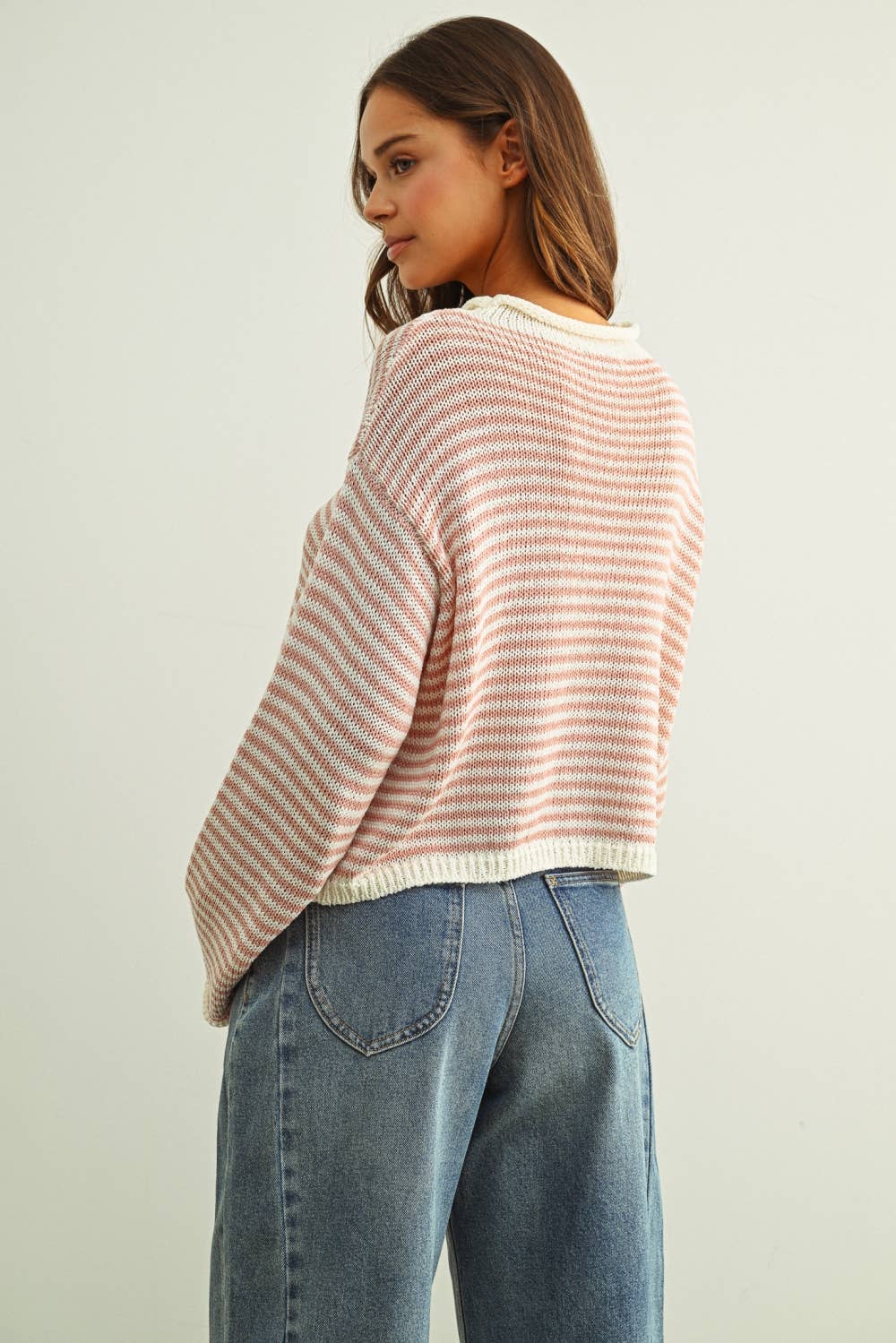 Stripe Button Front Knit Cardigan
