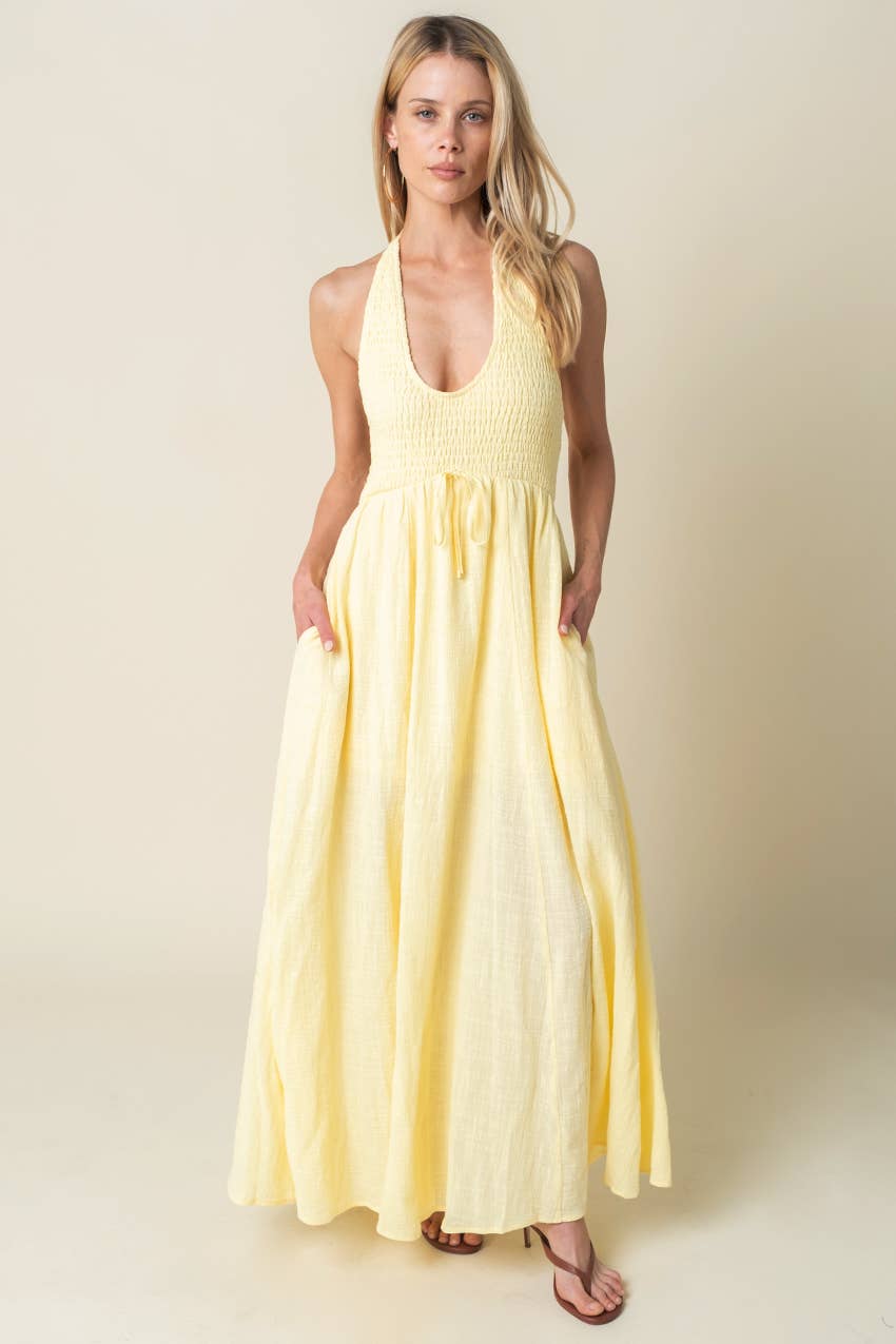 Solene Halter Maxi Cotton Dress