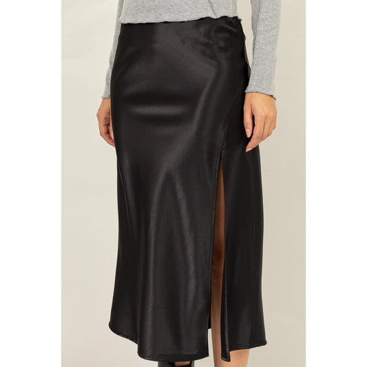 Satin High Slit Skirt