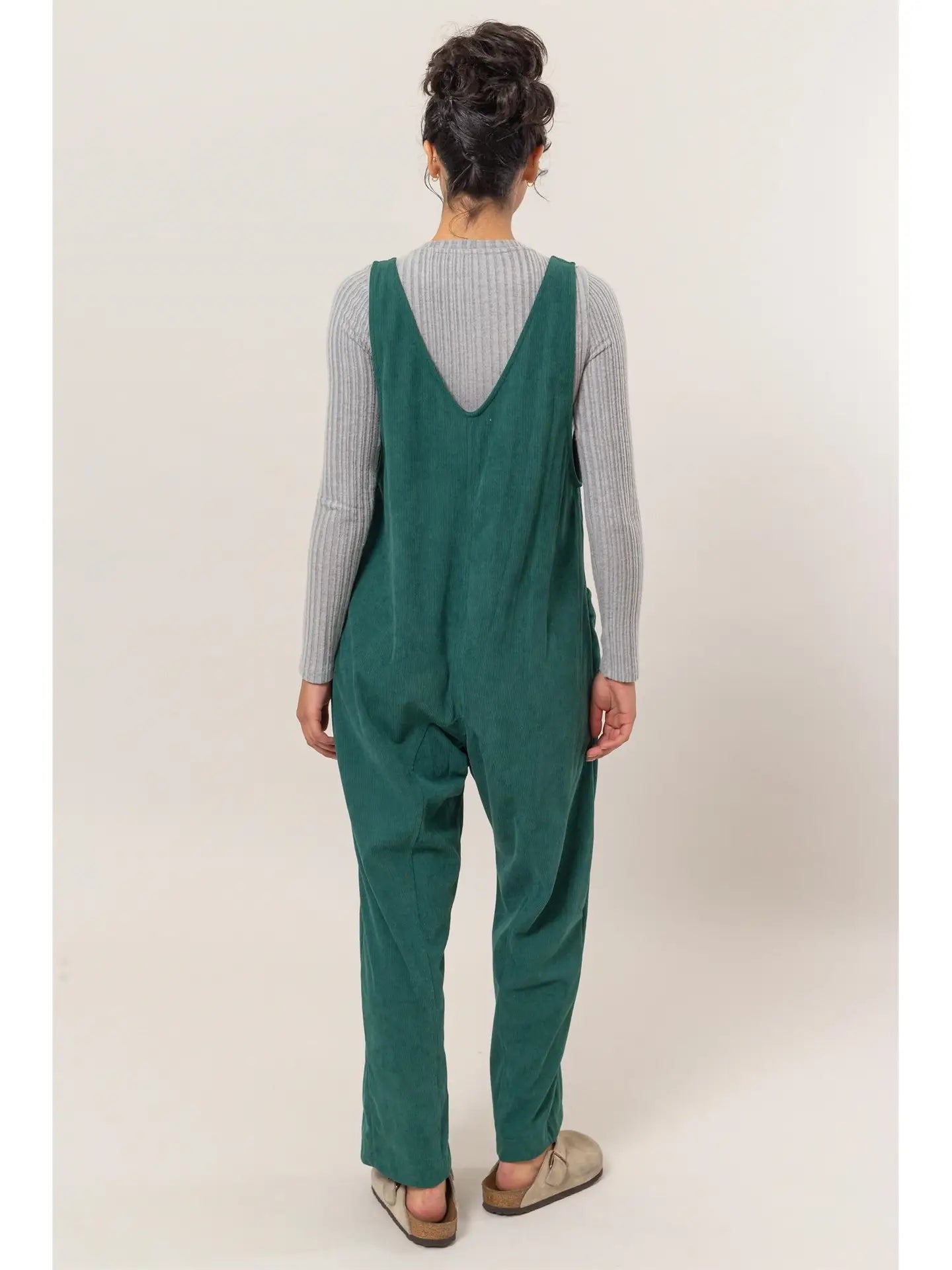 Corduroy Jumpsuit with Patch Pockets