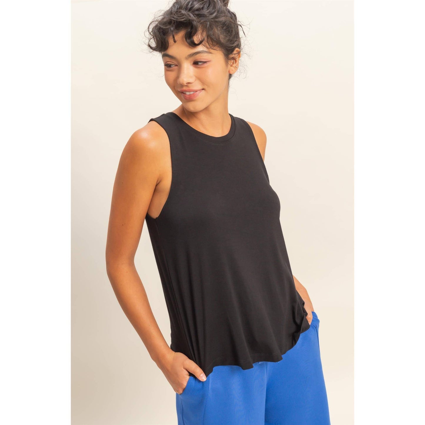 Crew Neck Rayon Tank Top
