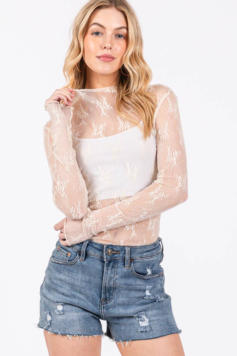 Sheer Lace Layering Top