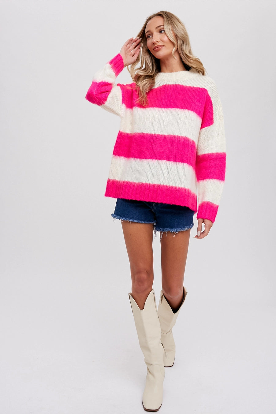 Fuzzy Stripe Pullover