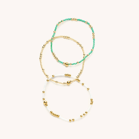 Emerald Beaded Bracelet Set