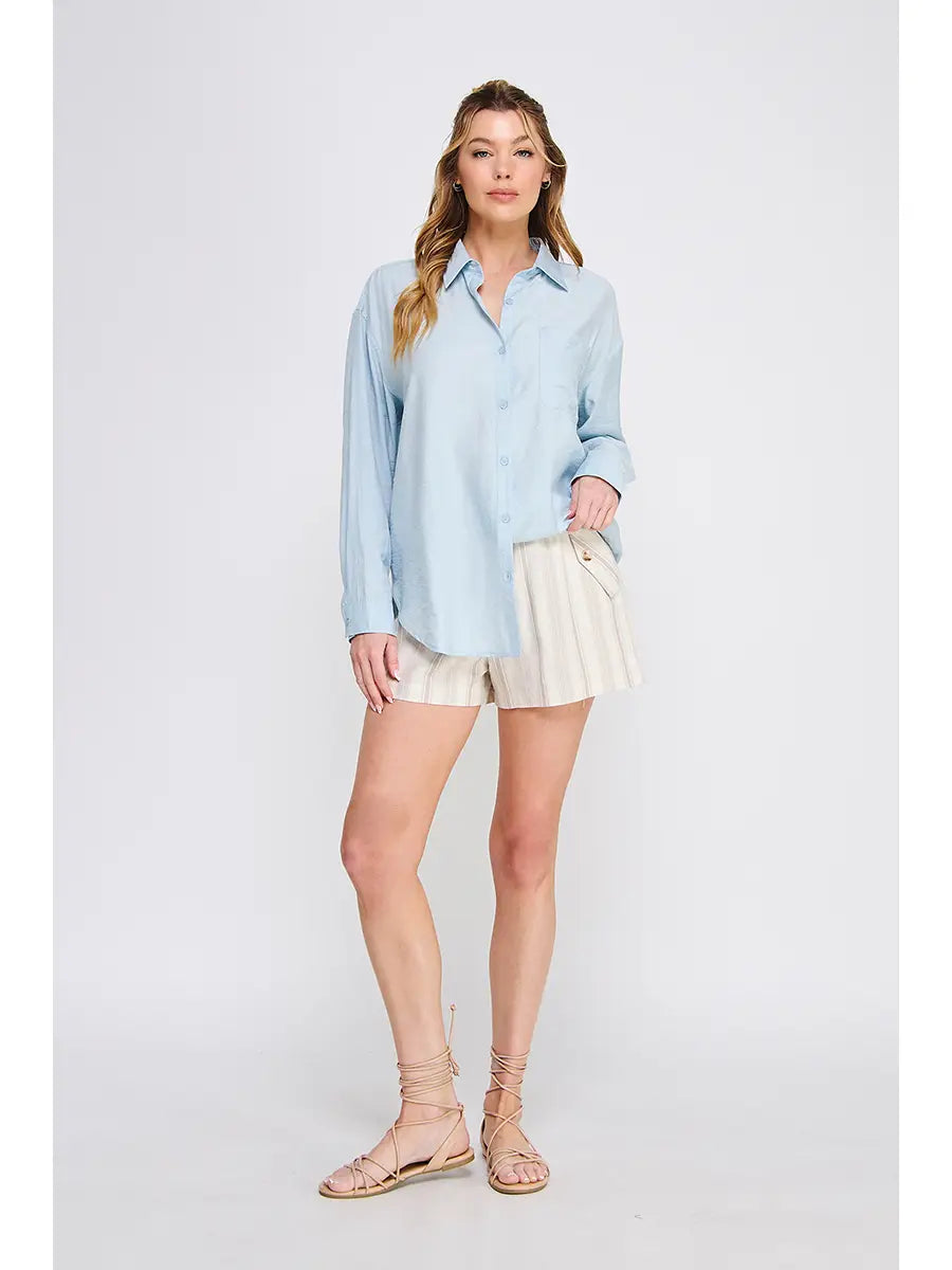 Textured Woven Button-Up Shirt