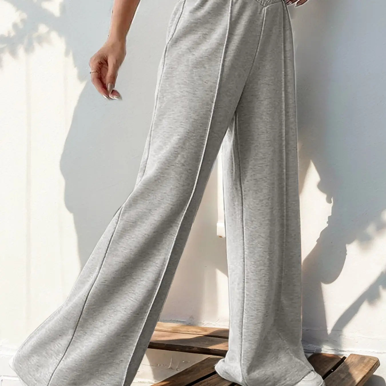 V-Shaped High-Waisted Splicing Wide-Leg Pants