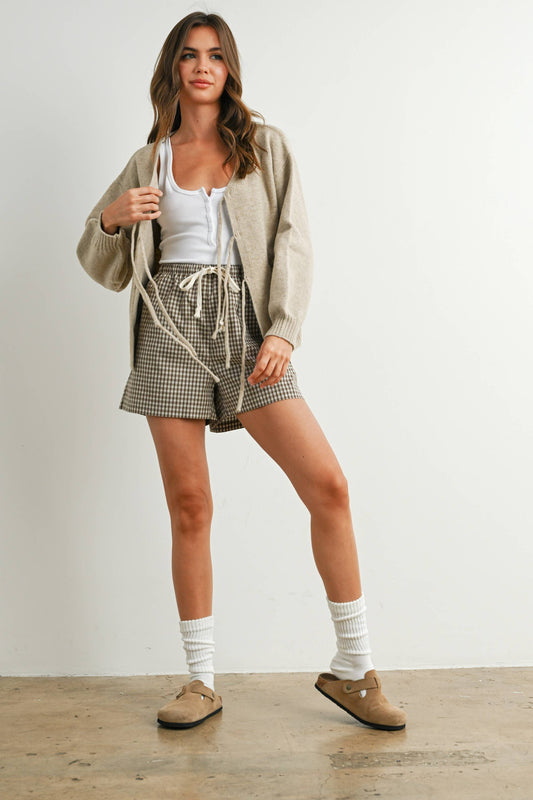 Tie-Front High-Waisted Shorts