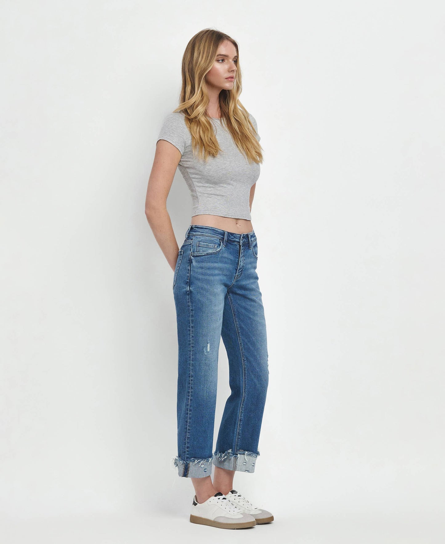 Mid Rise Straight Denim