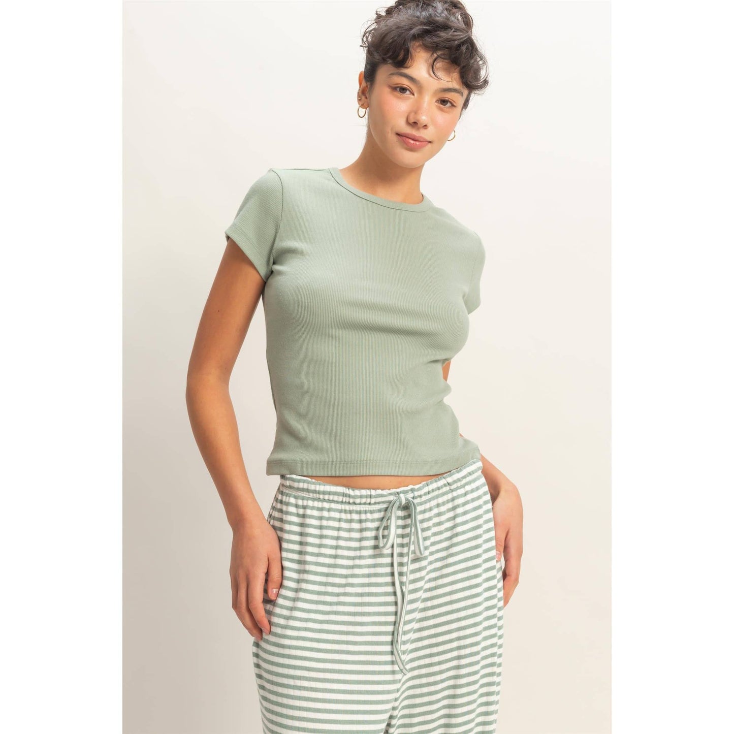 Basic Ribbed Short Sleeve Top