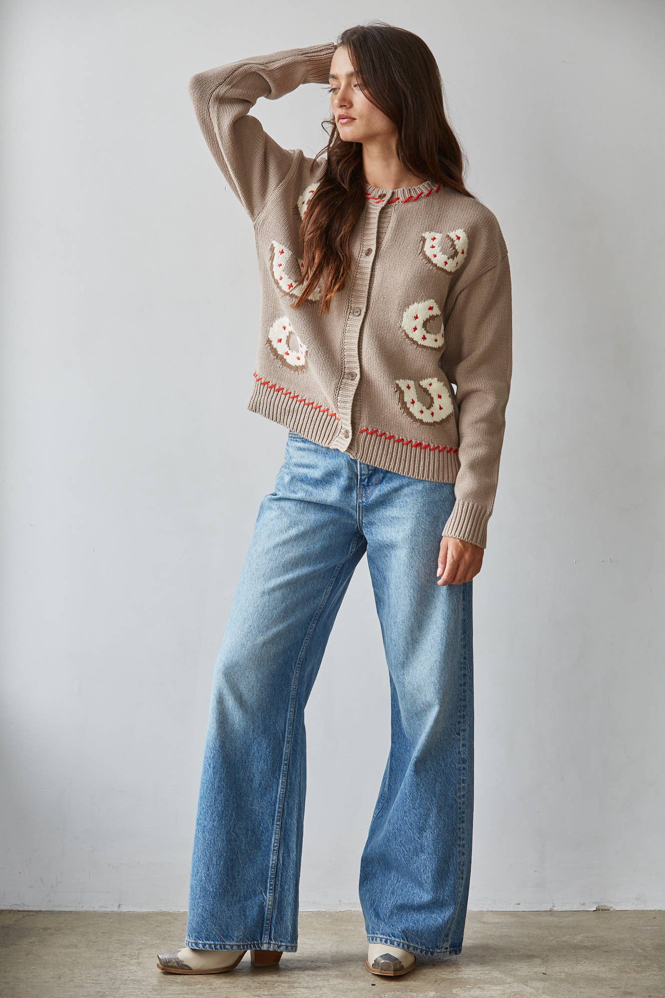 Knit Sweater Horseshoe Cardigan