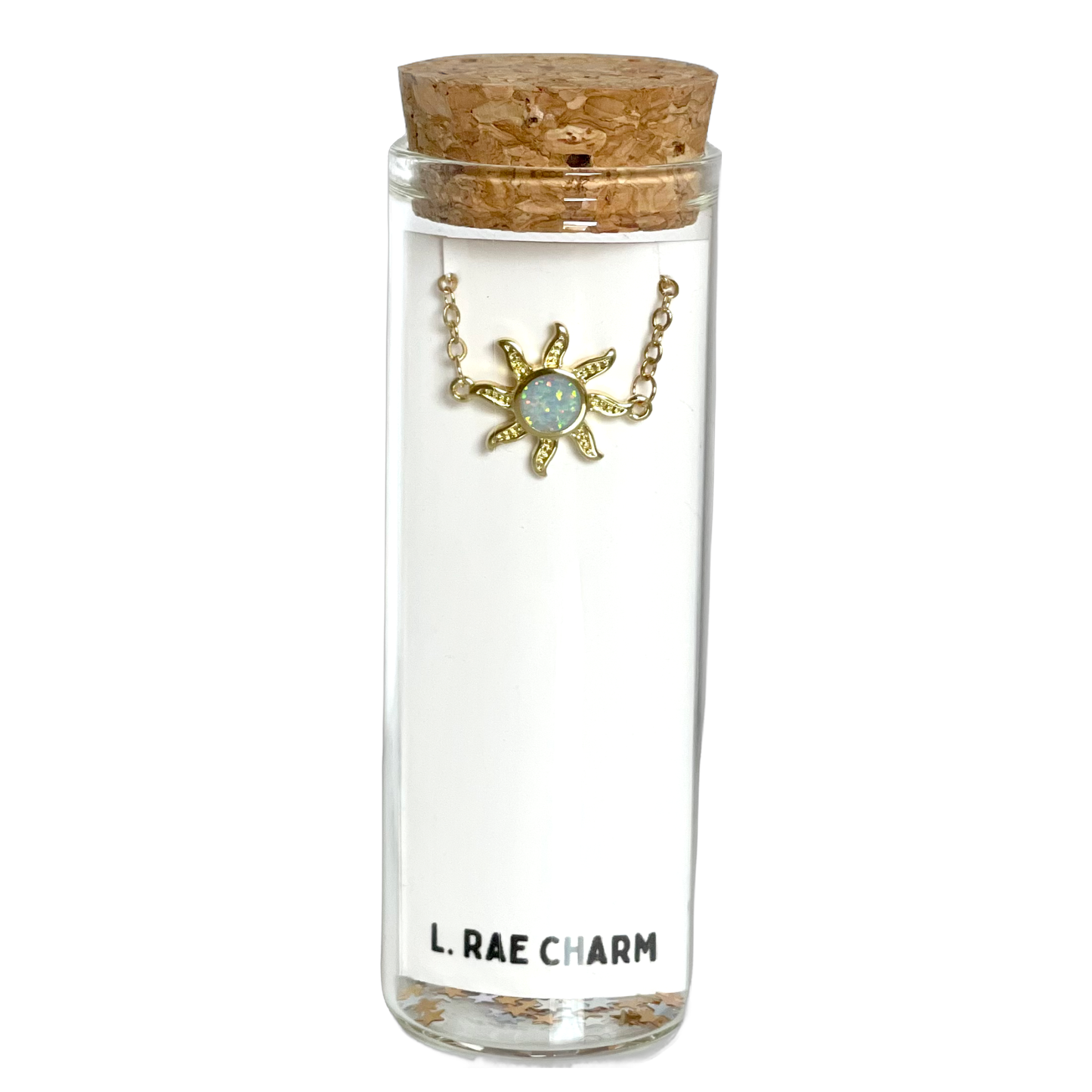 Sun Opal Gold Charm Necklace 