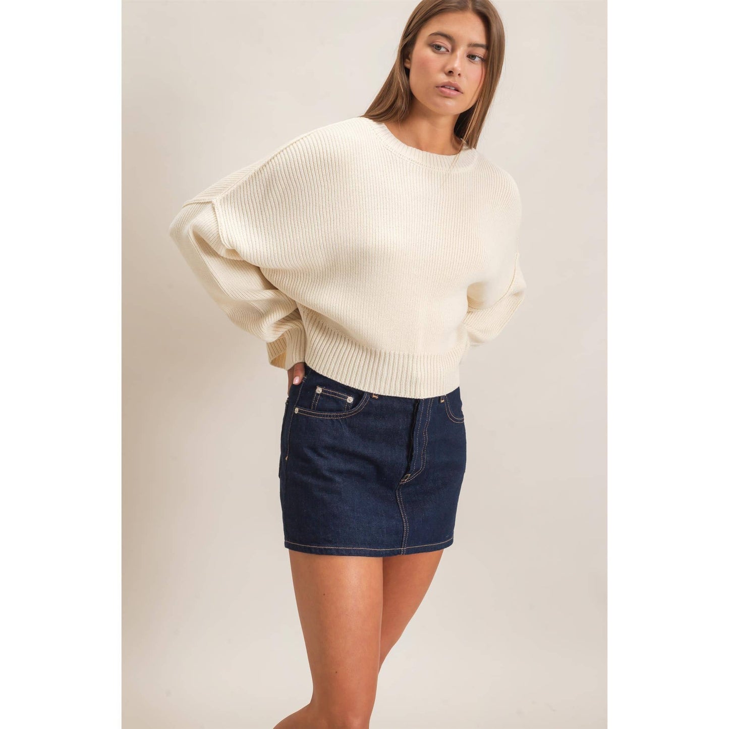 Ribbed Drop Shoulder Sweater