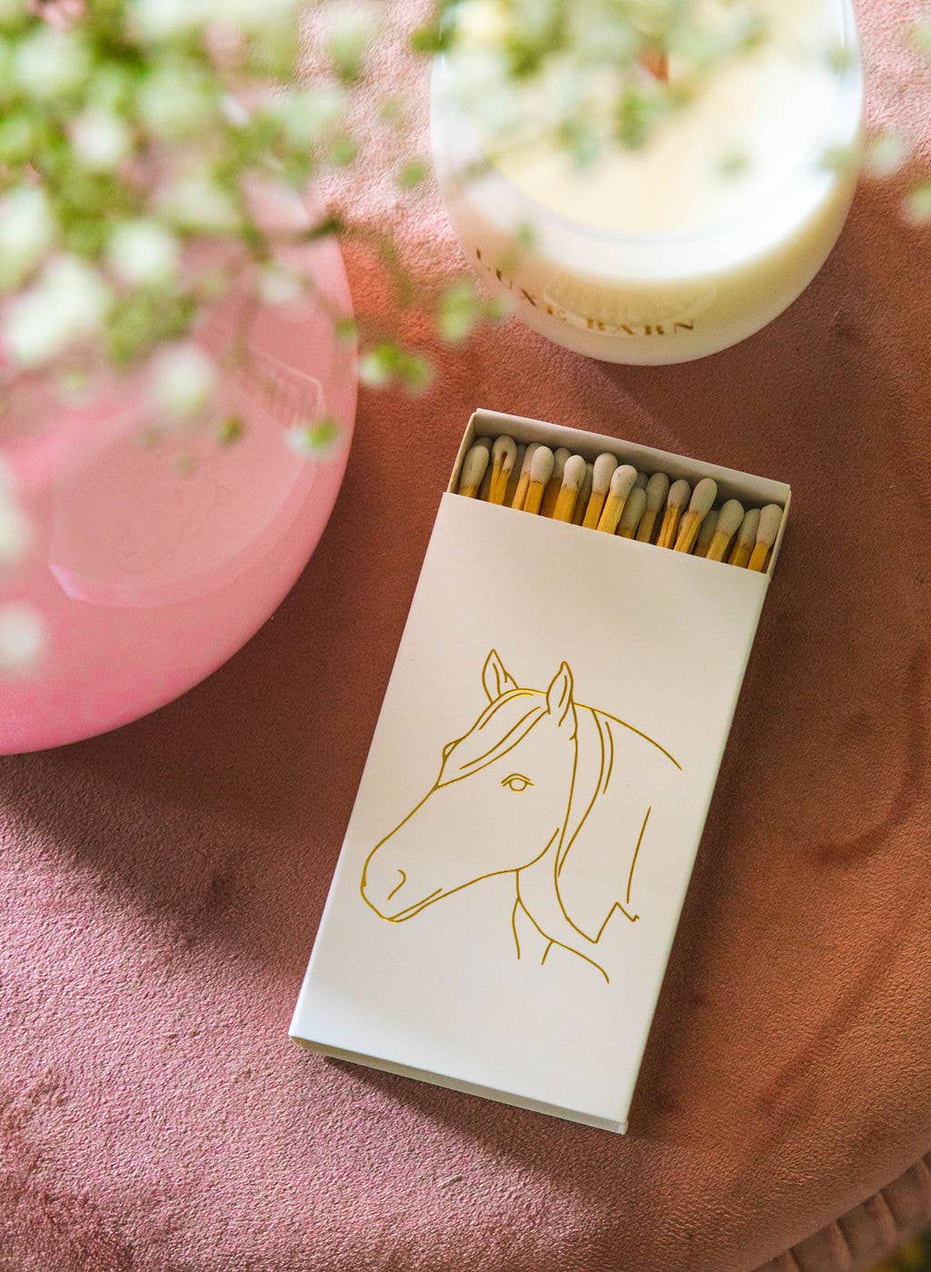 White Oversized Horse Head Matches with Gold Foil