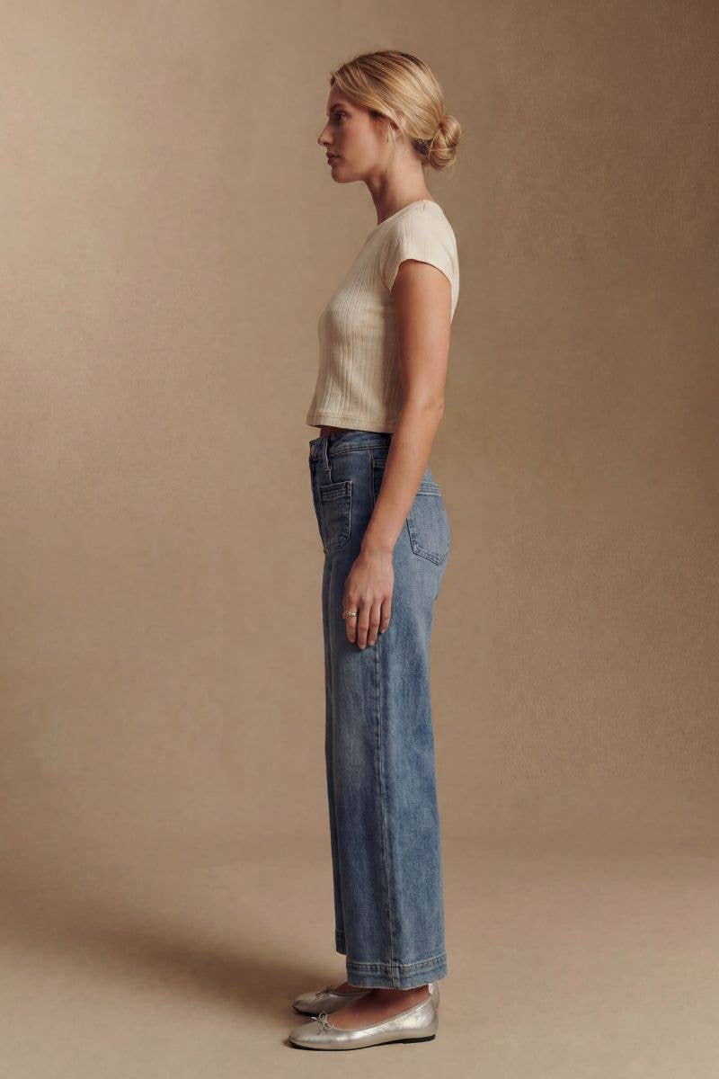 Tummy Control Crop Palazzo Denim