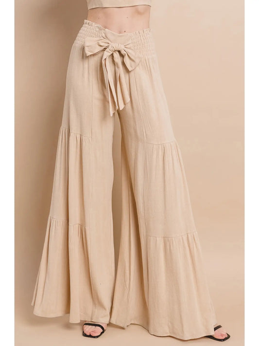 Boho Wide Leg Linen Palazzo Pants