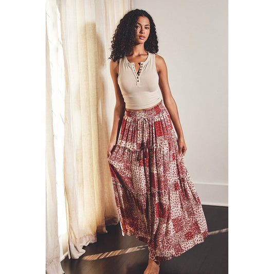 Dainty Paisley Patchwork Tiered Skirt