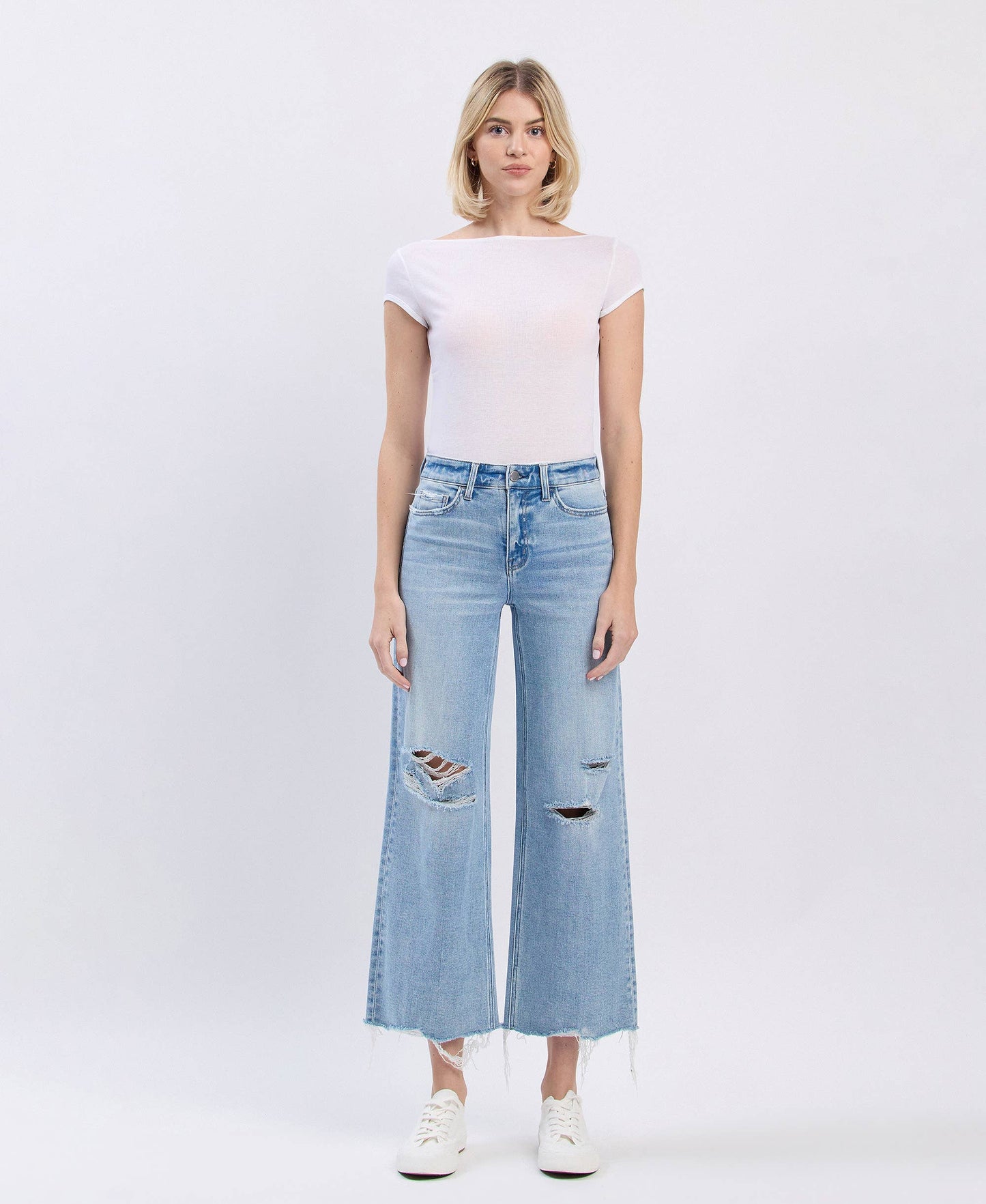 High Rise Distressed Crop Denim