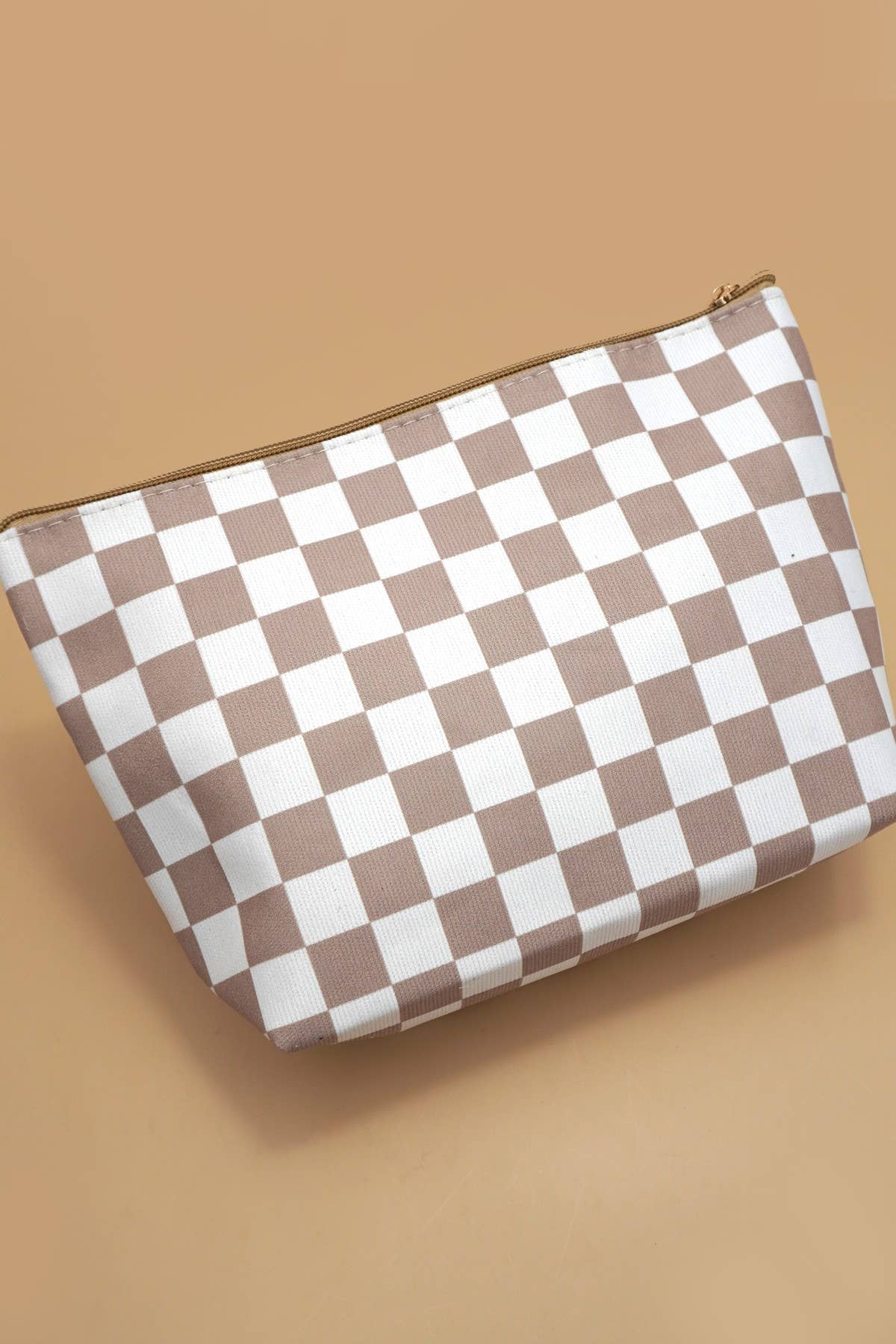 Checkered Cosmetic Makeup Bag
