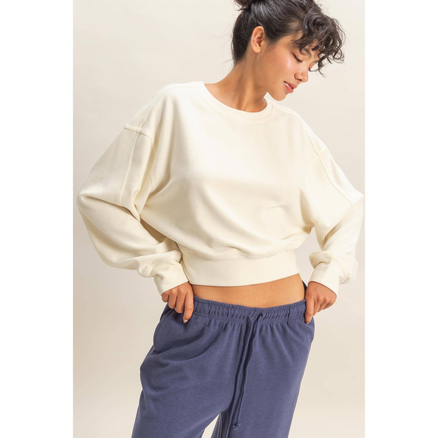 Soft Ribbed Relaxed Fit Sweatshirt