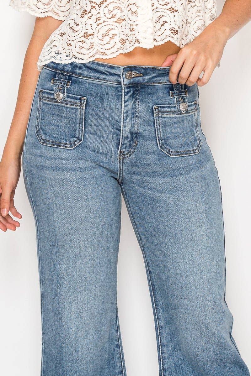 Tummy Control Crop Palazzo Denim