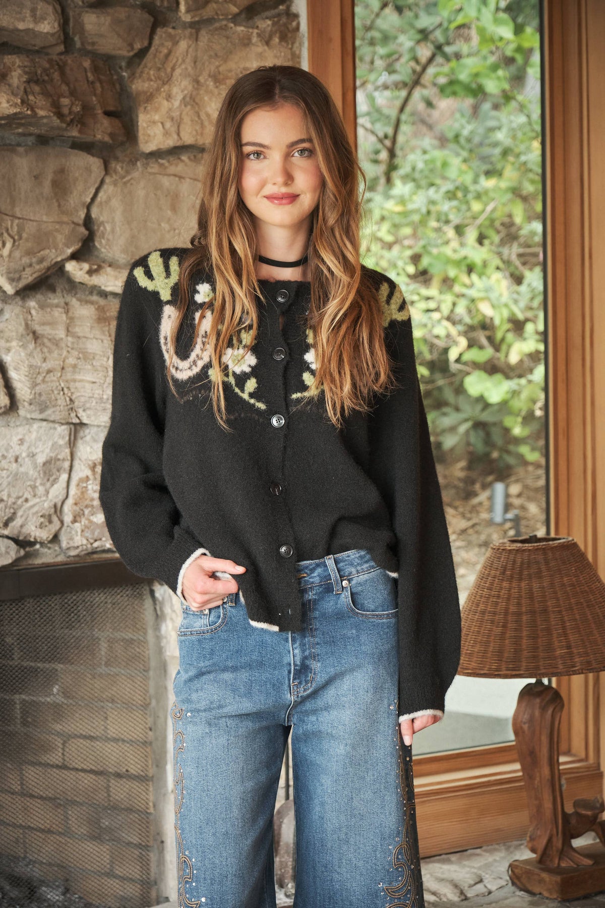 Western Graphic Sweater Cardigan