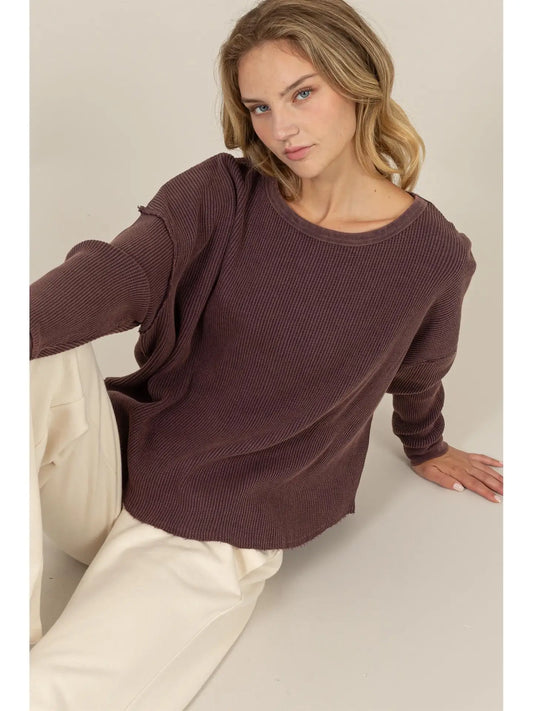 Relaxed Waffle Knit Top