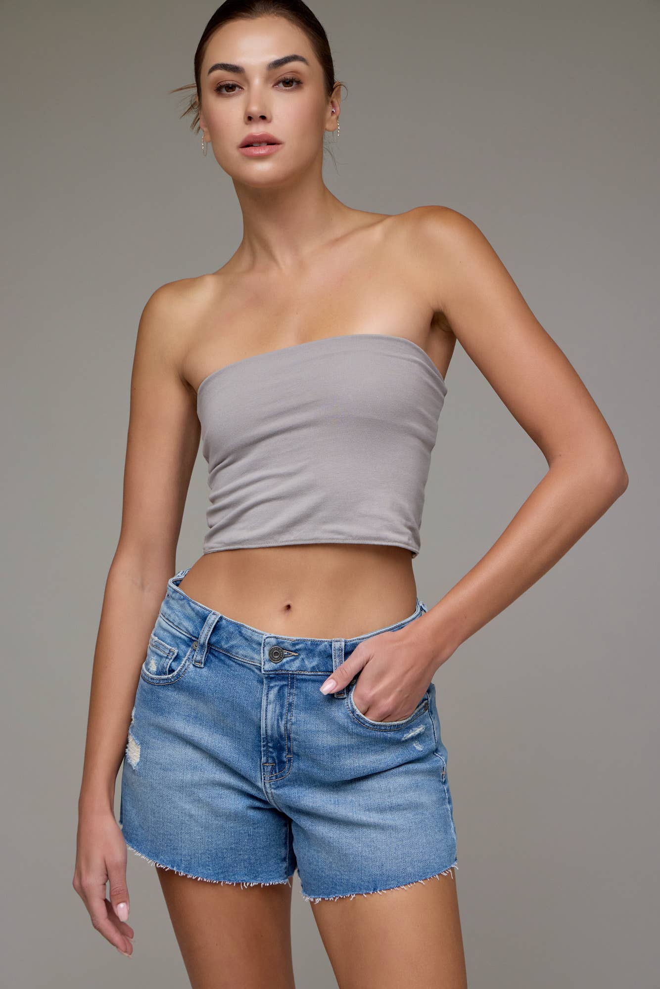 Medium Wash Mid Rise Kenzie Shorts