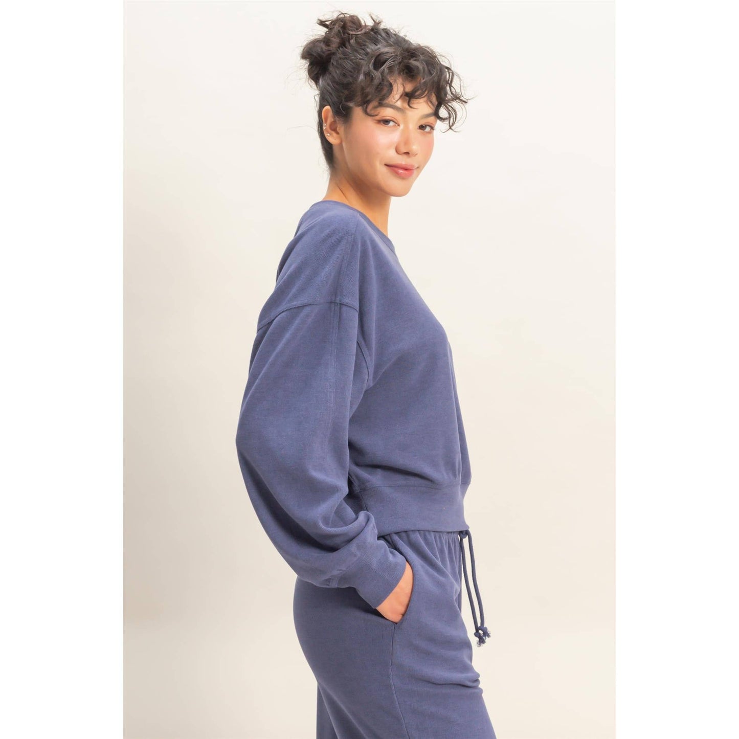 Soft Ribbed Relaxed Fit Sweatshirt