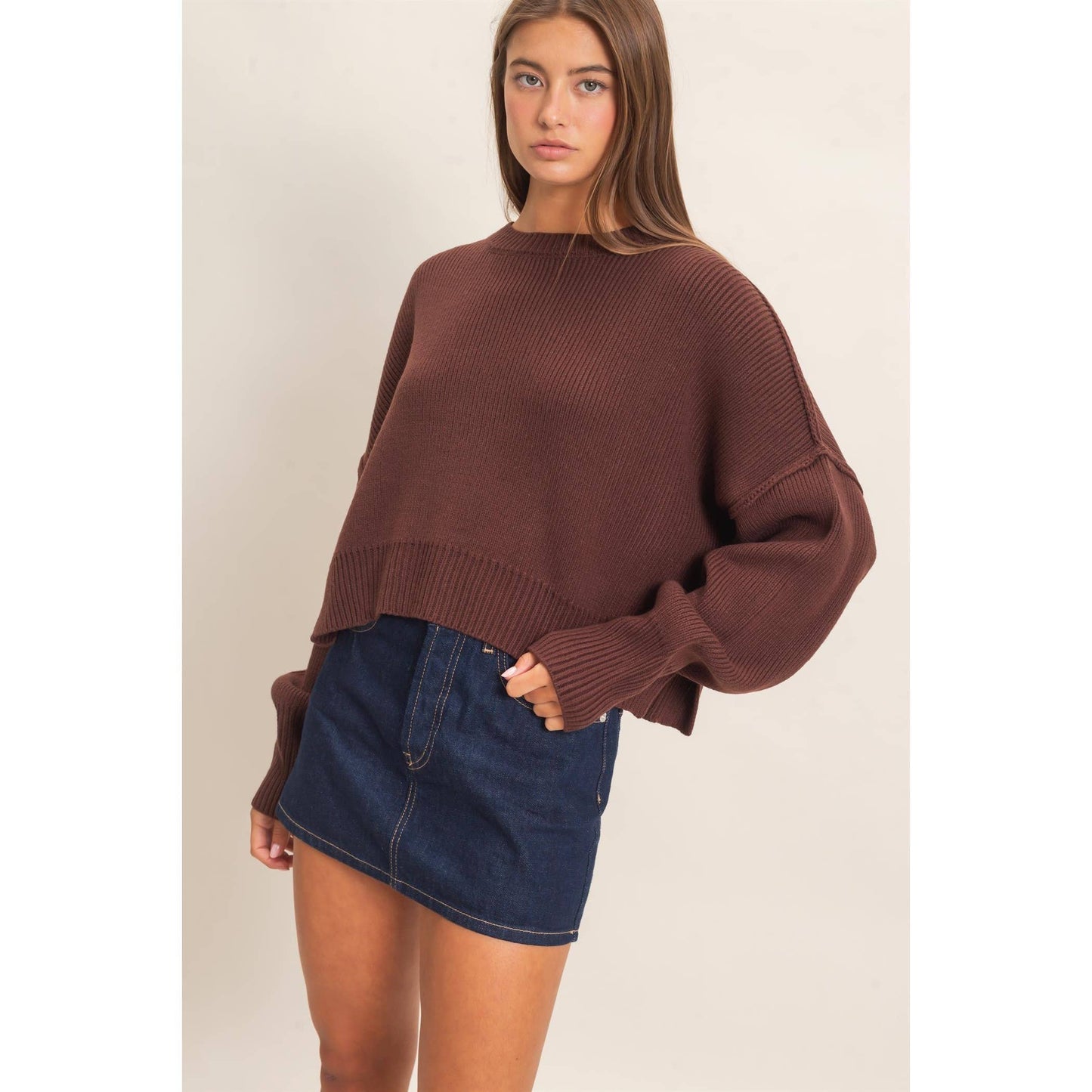 Ribbed Drop Shoulder Sweater