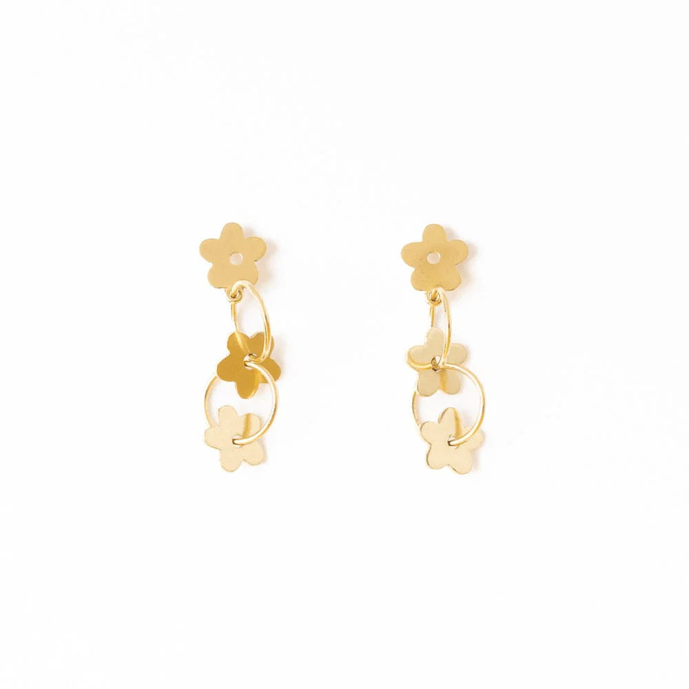 Daisy Floral Chain Post Earrings