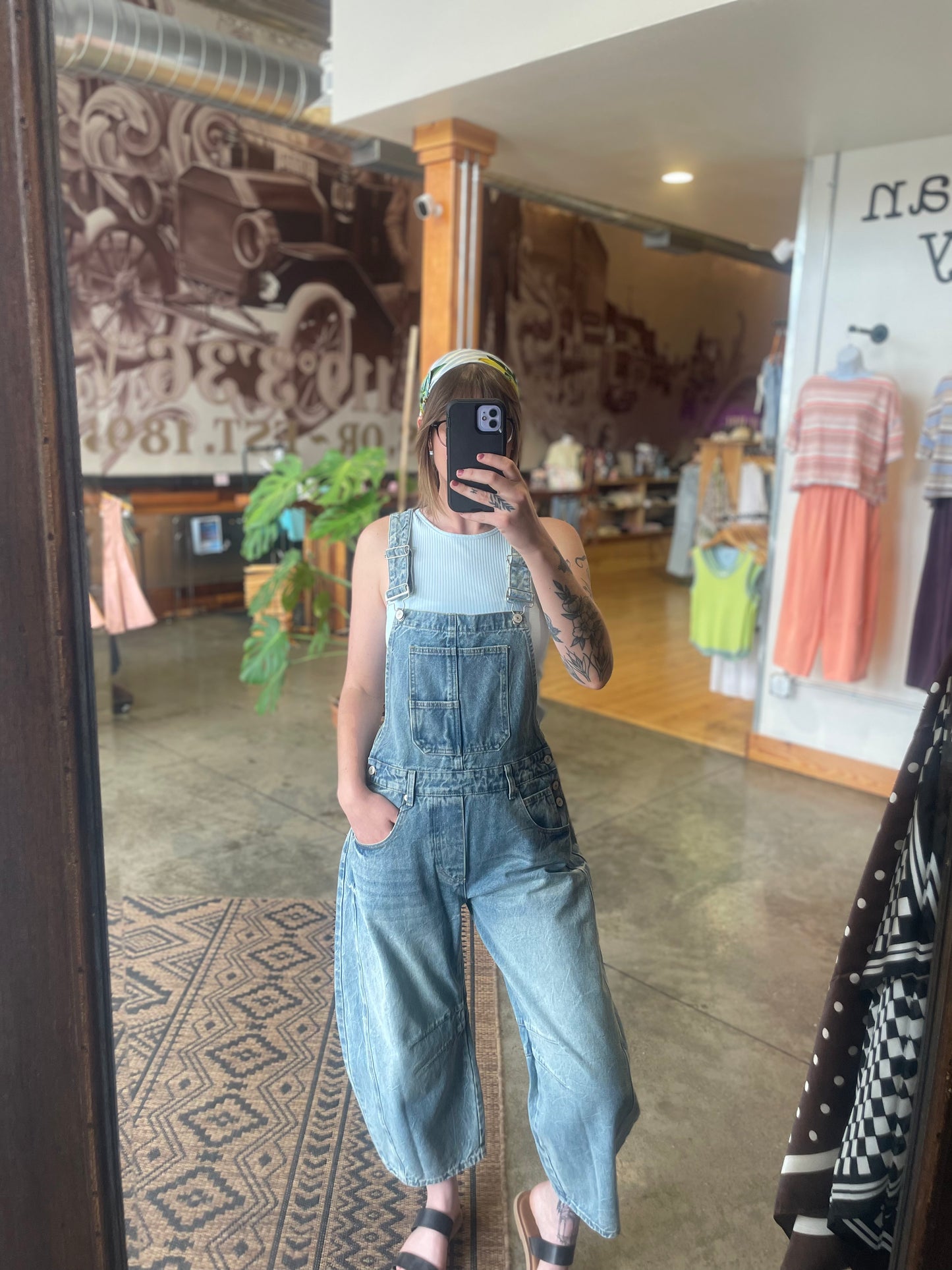 Mineral Wash Barrel Overalls