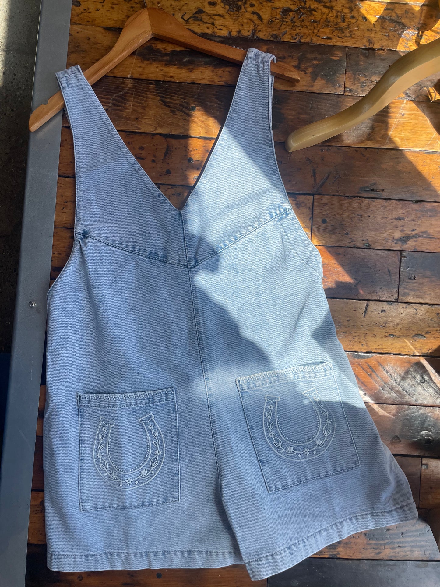 Mineral Washed Denim Western Romper
