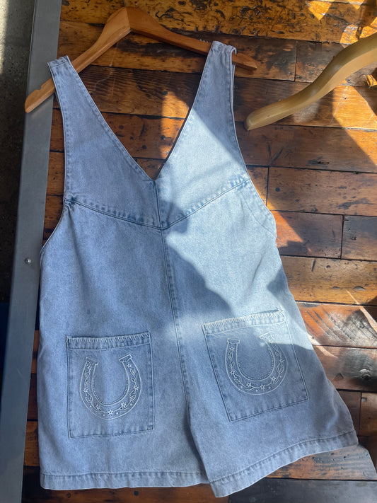 Mineral Washed Denim Western Romper