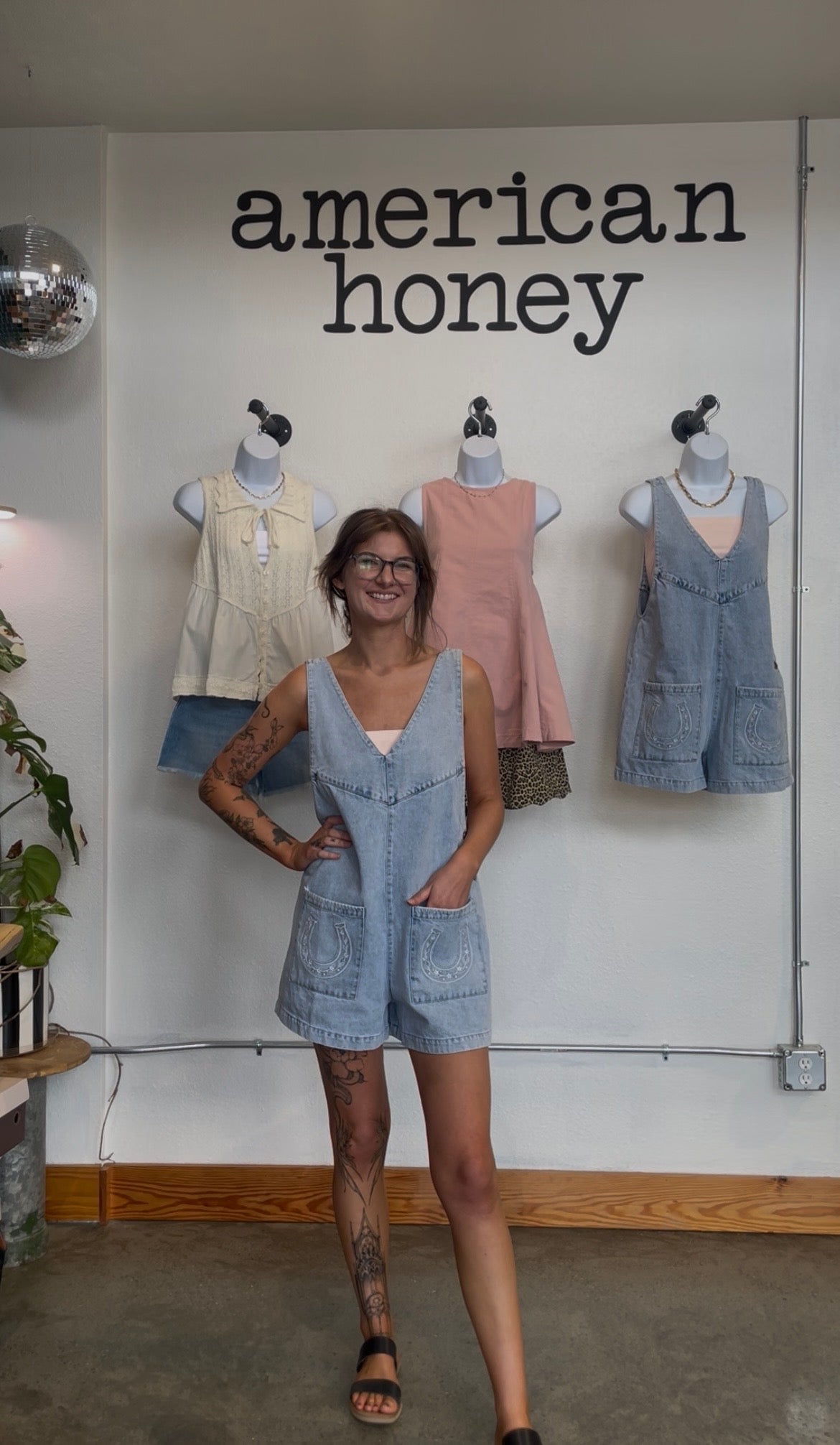 Mineral Washed Denim Western Romper