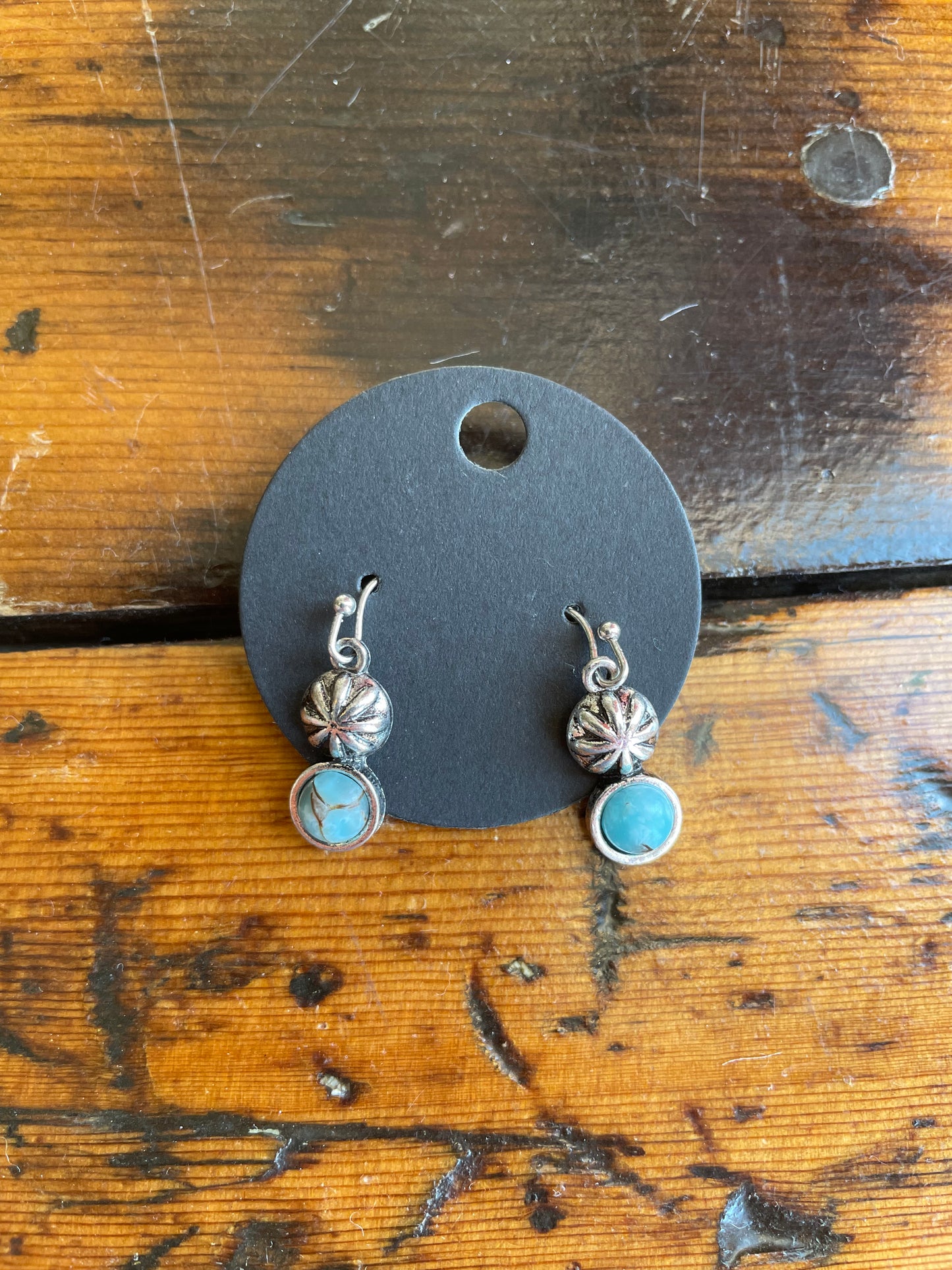 Mini Turquoise & Silvertone Dangles