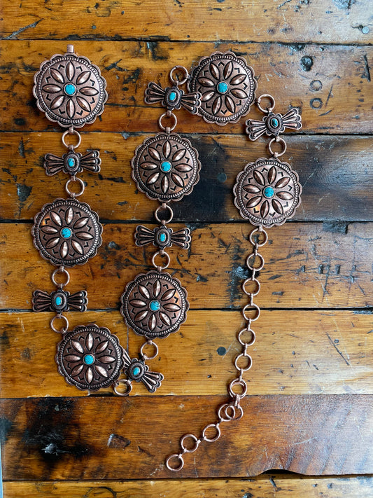 Copper + Turquoise Concho Belt
