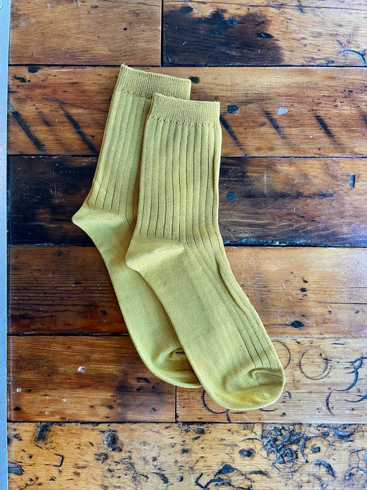 Yellow Ribbed Socks