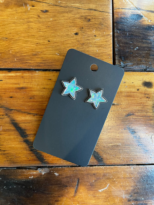 Opal Star Stud Earring