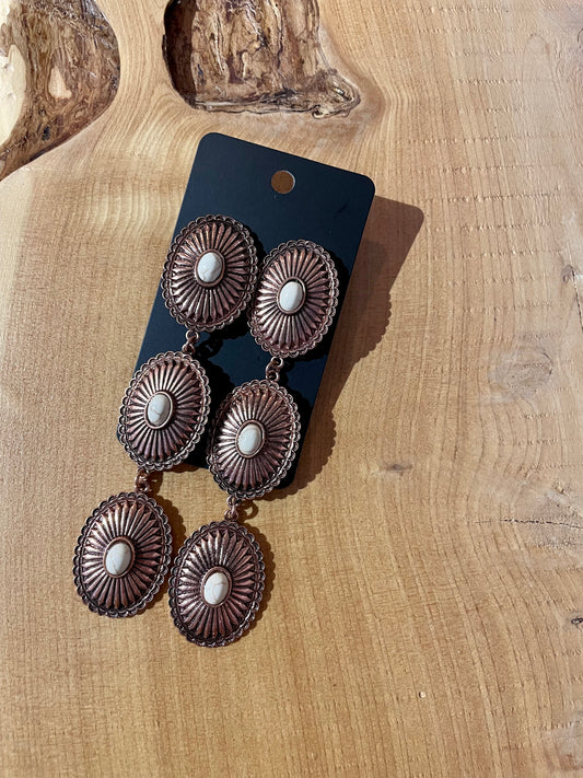 Copper Western Concho Dangle Earring
