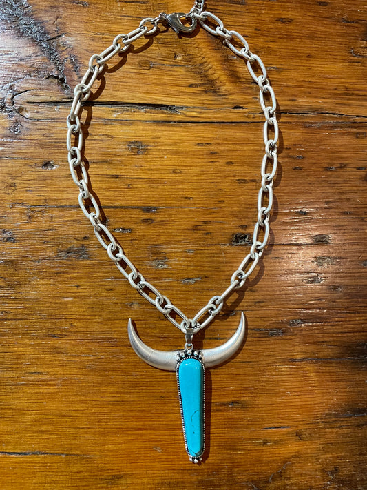 Cable Chain Longhorn Necklace