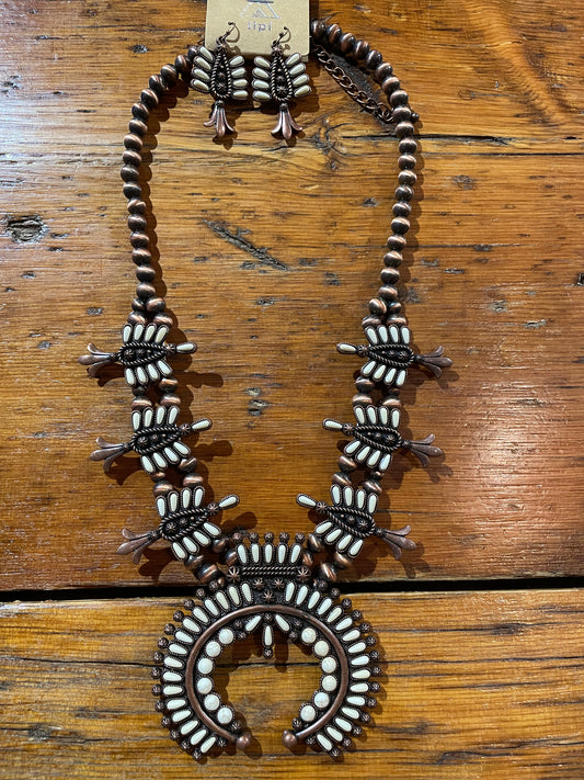 Copper Squash Blossom Set